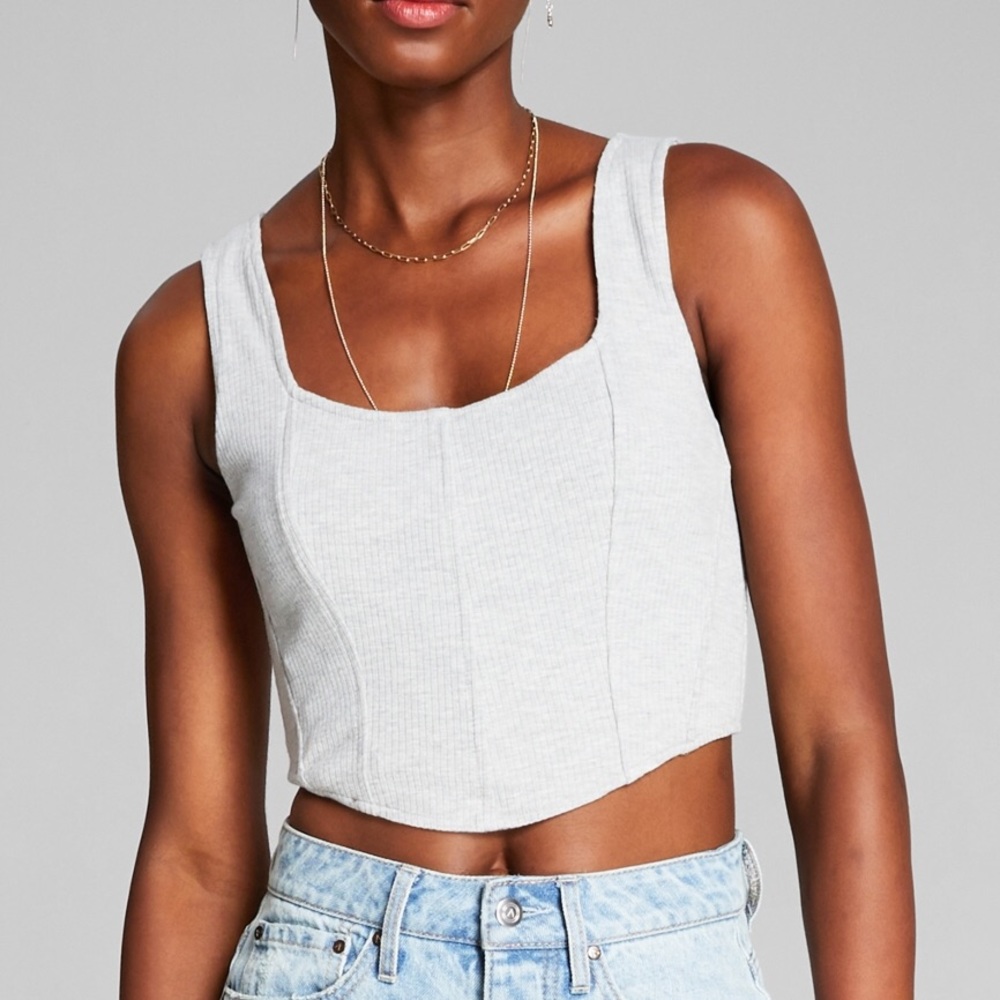NWT $39 Heather grey  sleeveless Corset top sz XL